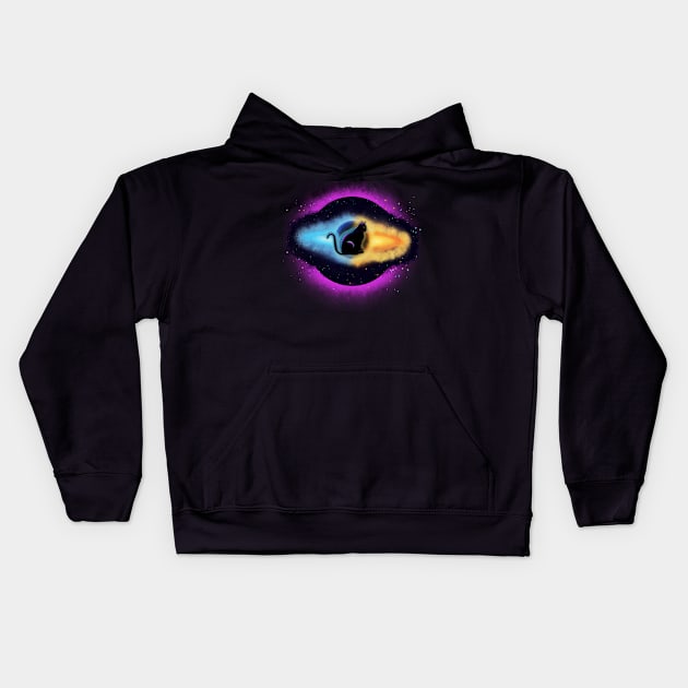 Galactic Black-Hole Cat: Ruler of the Universe Kids Hoodie by XanderWitch Creative